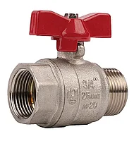 ЗУБР O 3/4", ручка "бабочка", кран шаровой полнопроходной "мама-папа" 51354-N-3/4