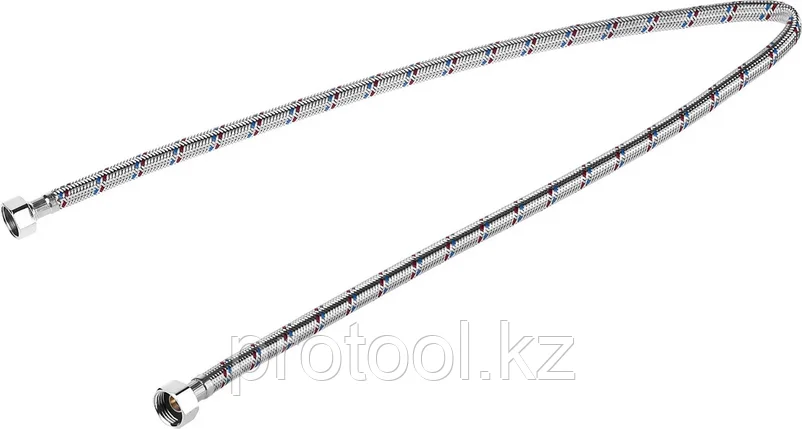 ЗУБР 1/2", 1 м, оплетка из нержавеющей стали, подводка гибкая для воды 51005-G/G-100, фото 2