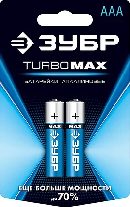 ЗУБР AAA, 2 шт., батарейка щелочная Turbo-MAX 59203-2C_z01, фото 2