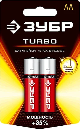 ЗУБР AA, 2 шт., батарейка щелочная Turbo 59213-2C_z01, фото 2