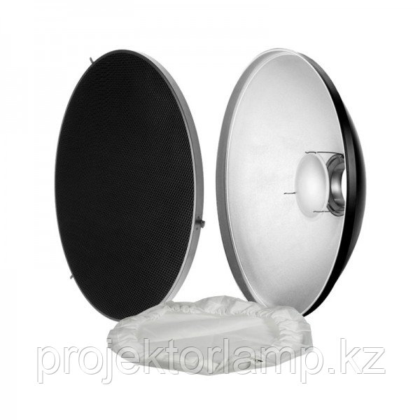 Портретная тарелка (Beauty Dish) 55 см с сотами и тканевым диффузором, байонет Bowens. Белая