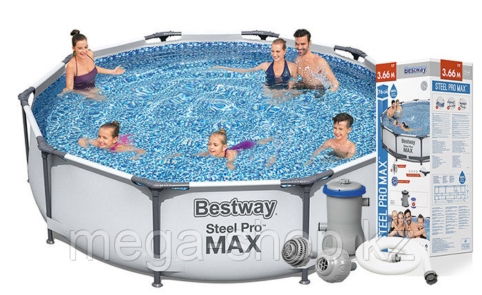 Каркасный бассейн  Steel Pro MAX Bestway 56416 + фильт насос (366х76см)