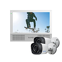Комплект Slinex Sonik-7 белый + 2 видеокамеры EZCVI HAC-B1A02P