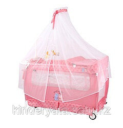 Манеж - кровать Lorelli SLEEP 'N' DREAM Rocker + Baldachin Розовый / Pink HIPPO 2076