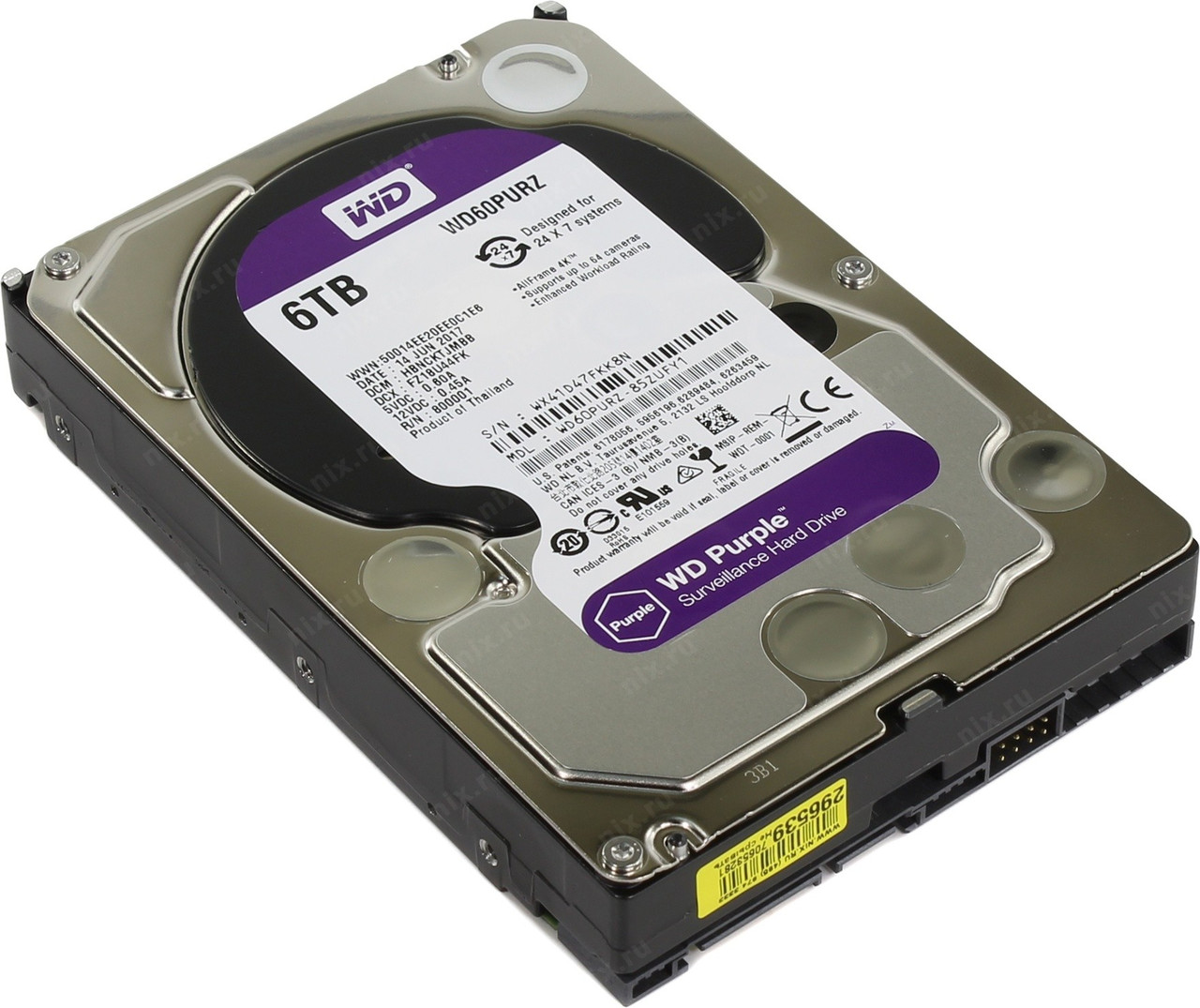 Жёсткий диск 6Tb Western Digital WD60PURZ - фото 1 - id-p90126468