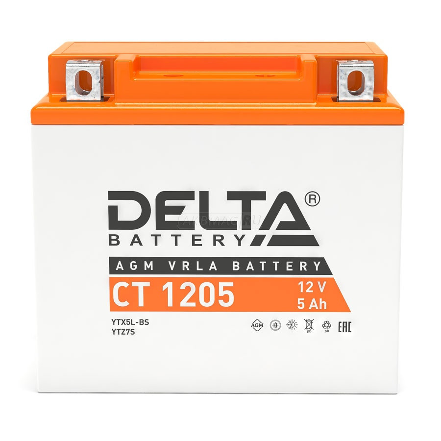 Аккумулятор DELTA CT1205 12v 5Ah YT5L-BS, YTZ7S, YTX5L-BS AGM/VRLA battery, фото 1