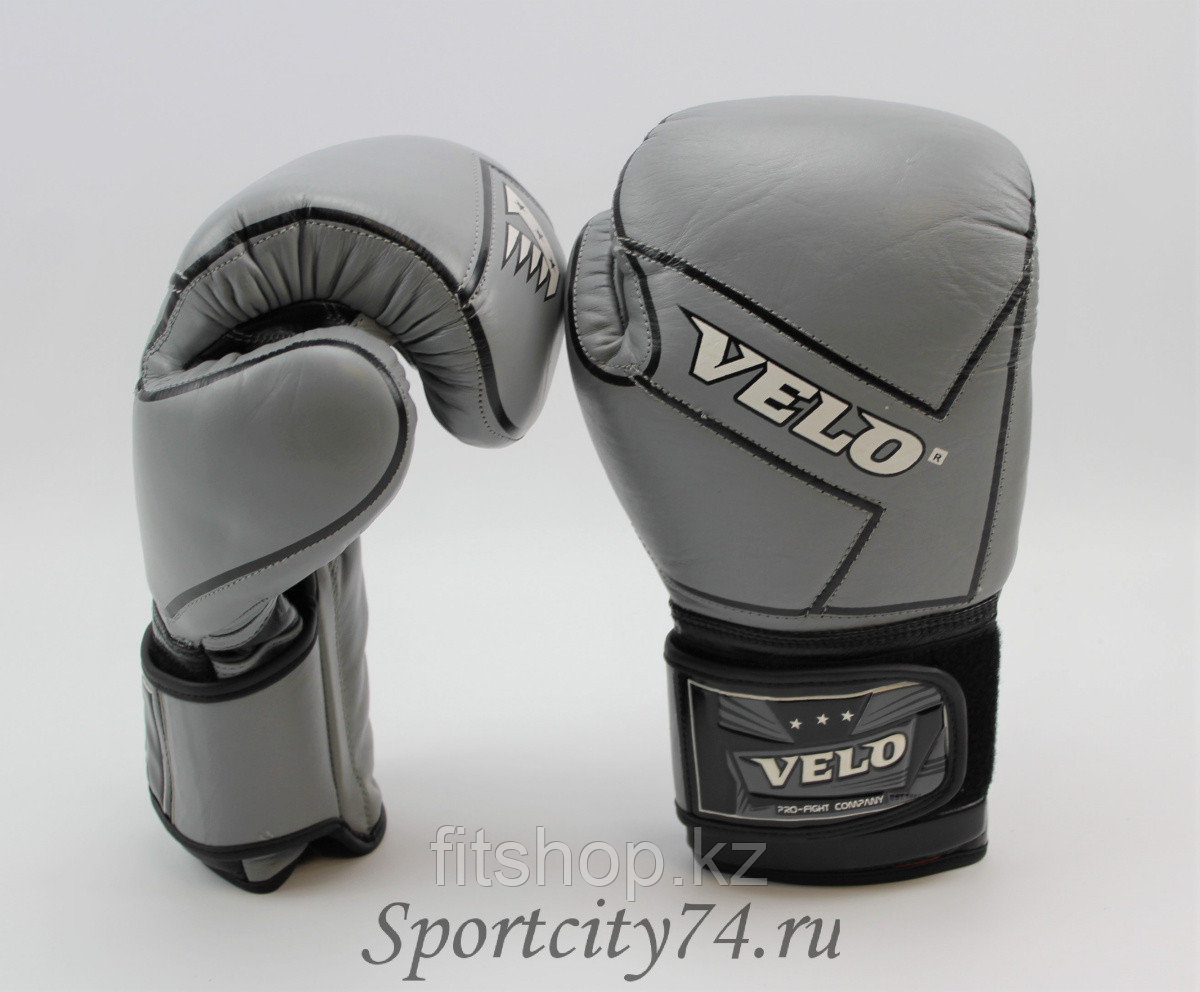 Перчатки боксерские VELO  из кожы, серый/черный цвет