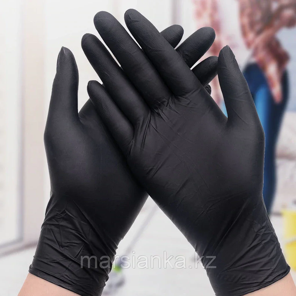 Перчатки Black powder free нитрил/винил (черные), размер L, 100шт
