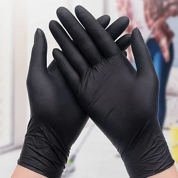 Перчатки Black powder free нитрил/винил (черные), размер S, 100шт
