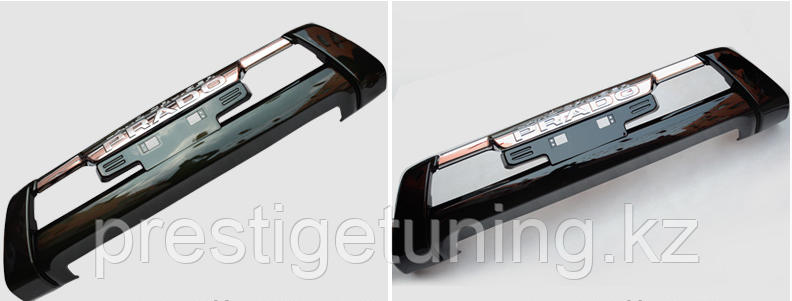 Накладка (губа) переднего бампера на Land Cruiser Prado 150 2014-17 Черный цвет(202)