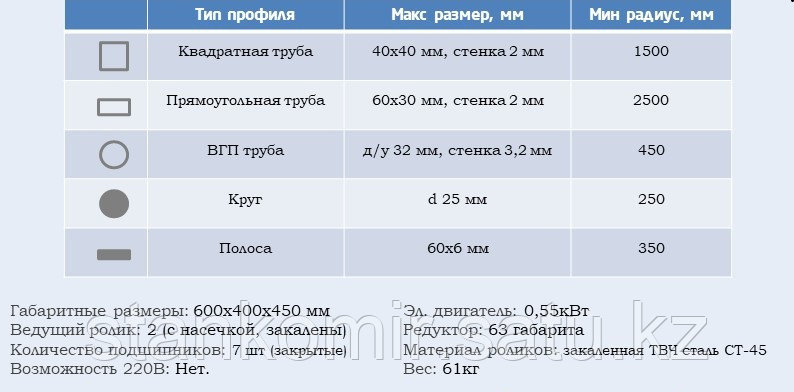 Трубогиб профильной трубы ТВ-7 Электрический эконом - фото 2 - id-p90138188