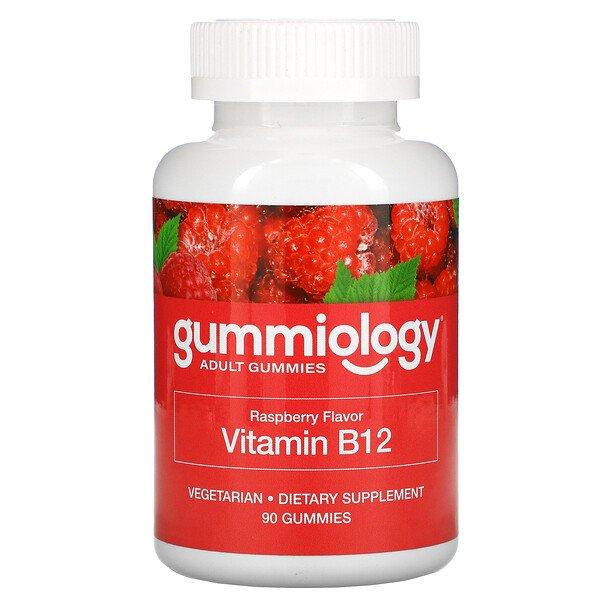Жевательные таблетки Gummiology для взрослых с витамином В12 со вкусом малины, 90 вегетарианских жевательных