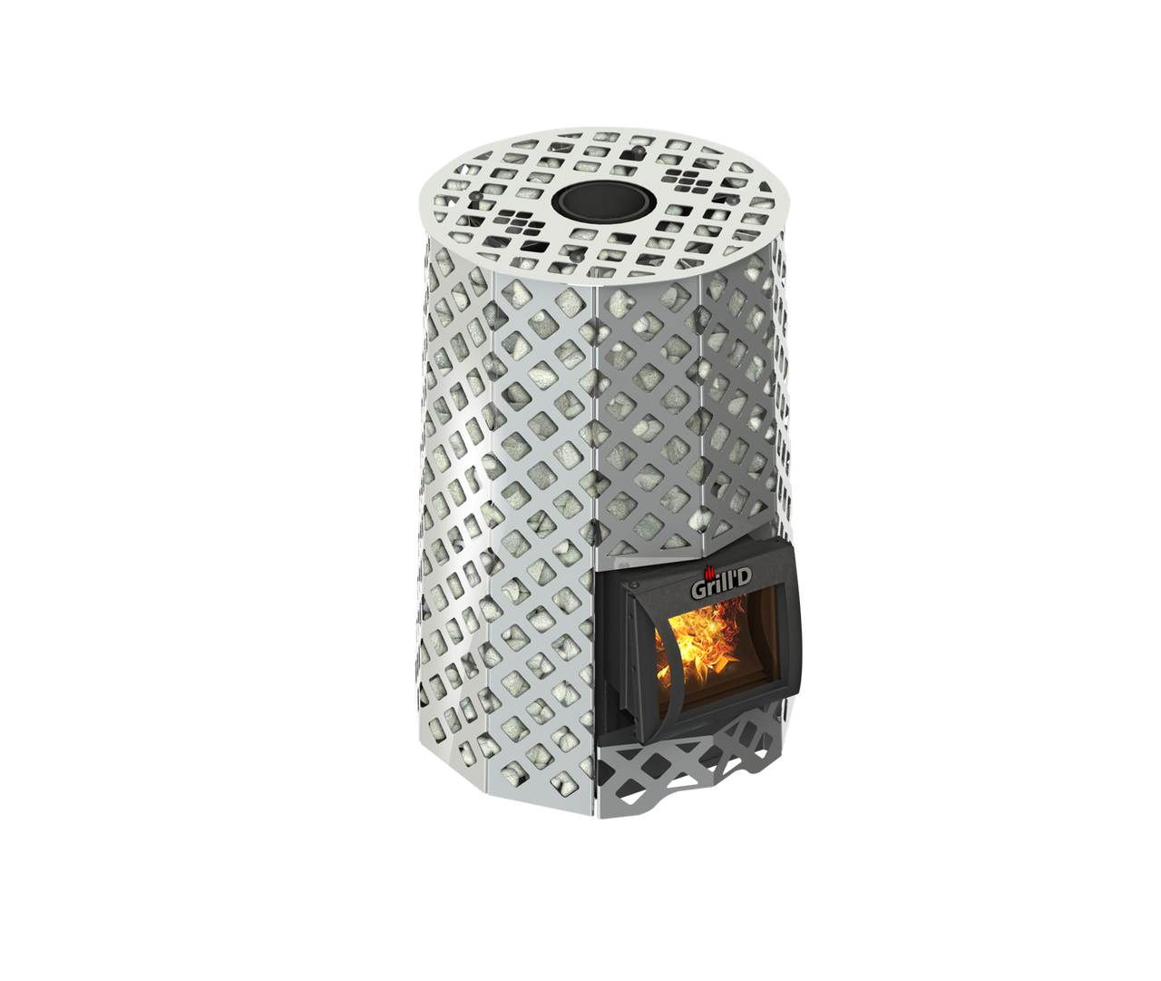 Дровяная печь для бани Grill’D Violet Steel Romb Short+ жадеит 80 кг