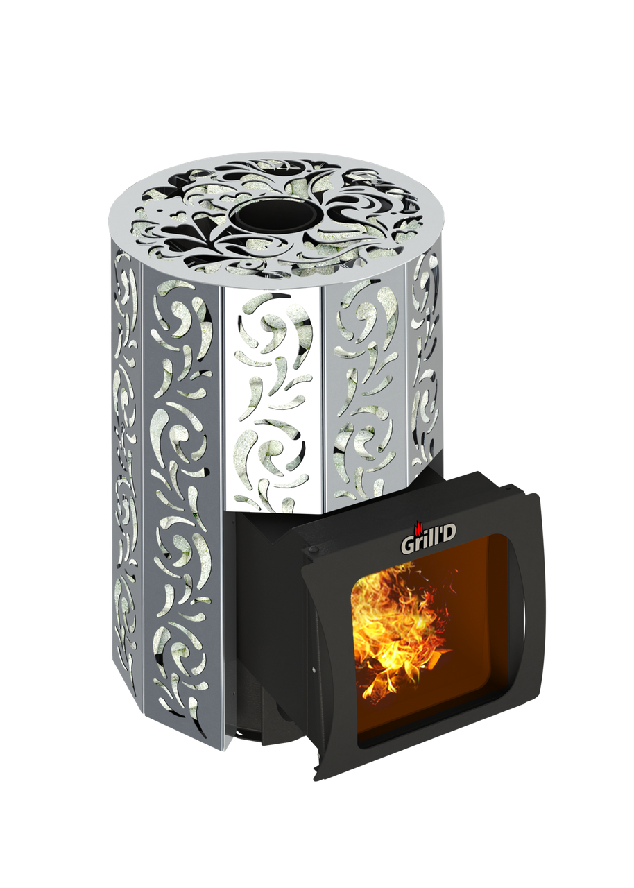 Дровяная печь для бани Grill’D Violet Steel Short Window Max+ жадеит 80 кг