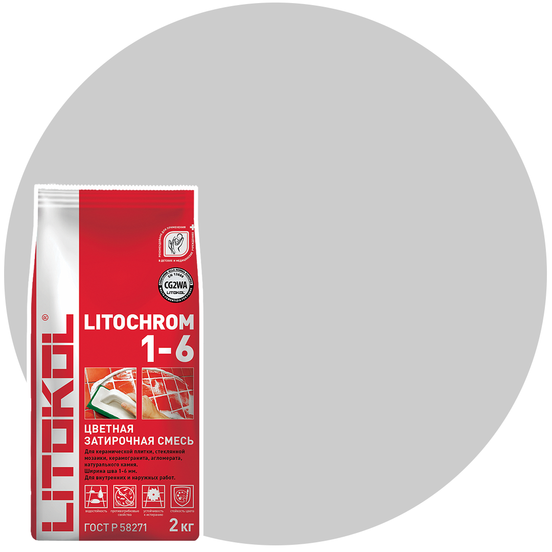 LITOCHROM 1-6 C.20 светло-серая затирка для кафеля (5kg Al.bag), фото 1