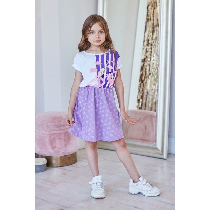 Платье KAFTAN "Ballerina" р.30 (98-104), фиолетовый, белый
