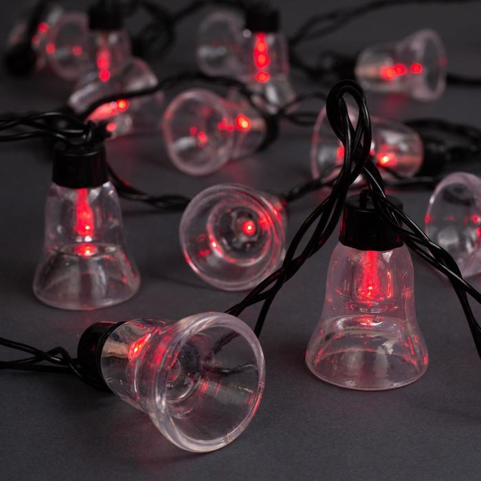 Гирлянда "Нить" улично-комнатная с насадками "Колокол", 5м, LED(IP44)-40-220V, 8 режимов, нить тёмная,