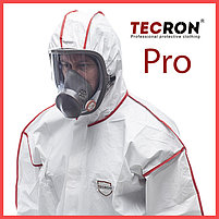 Одноразовый комбинезон защитный TECRON Pro (60 г/м, ПВХ-швы, двухзамковая молния, манжеты), фото 2
