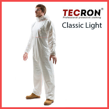 Одноразовые защитный комбинезоны TECRON™ Classic Light (плотность 45-50 г., внешние швы, пальцевые фиксаторы)
