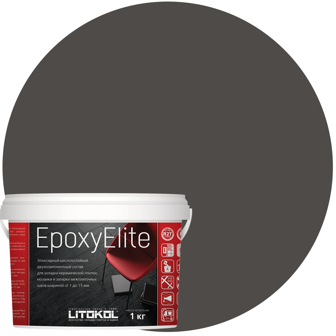 EpoxyElite E.07 ЧЁРНЫЙ КОФЕ эпоксидная затирка для укладки и затирки мозаики и керамиеской плитки (1,0 kg)