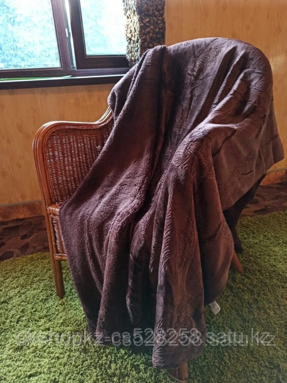 Плед под барашка с косичкой полутораспальный