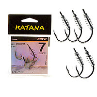 Крючки рыболовные с ушком пружиной клювообразным жалом набор 5 шт Katana 7 размер