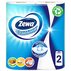 Полотенца бумажные в рулонах Zewa, 2-слойные, 15м/рул, тиснение, белые, 2шт.