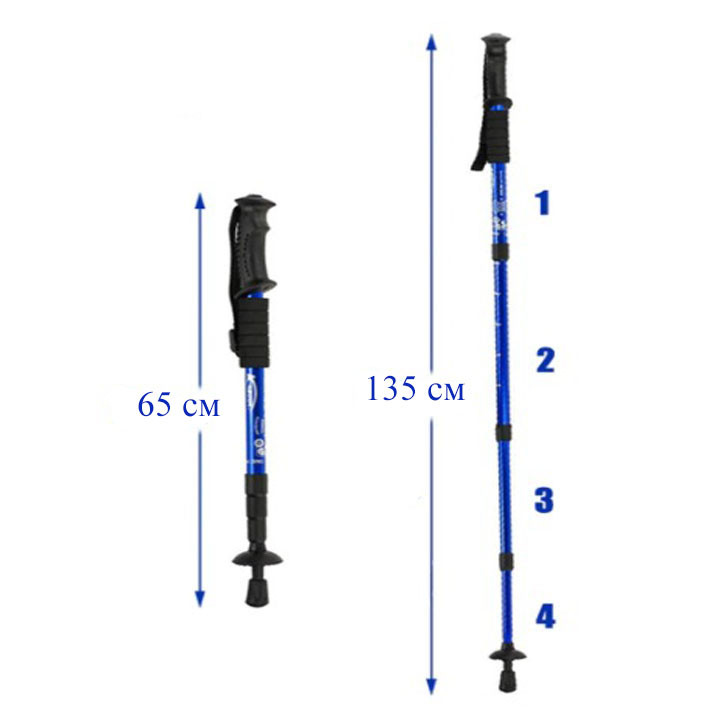Скандинавские палки телескопические от 65 до 135 см со сменным наконечником Energia синие - фото 2 - id-p90179128