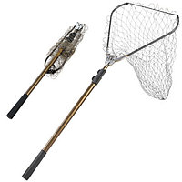 Подсак для рыбалки складной с телескопической ручкой треугольный от 100 до 262 см