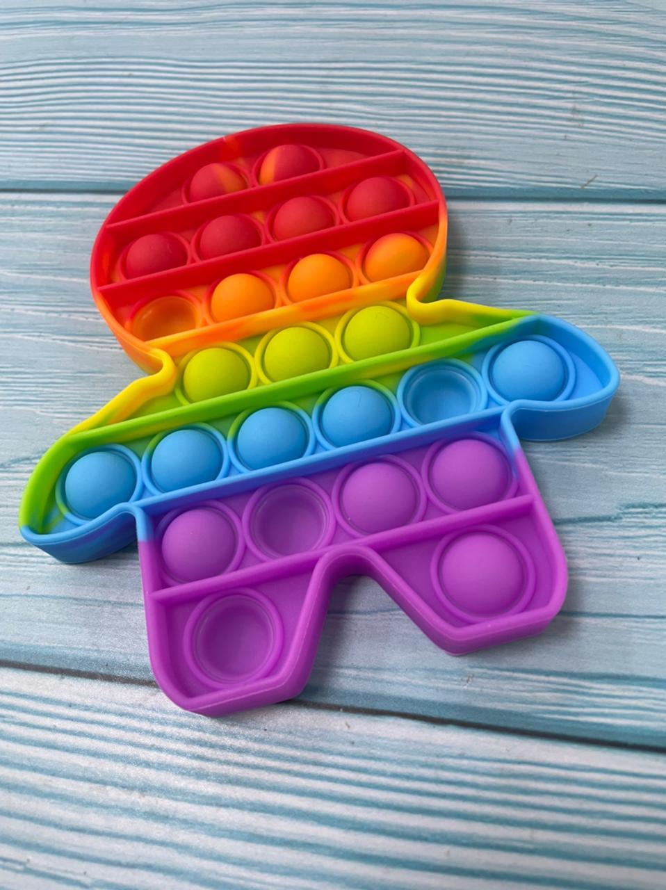 Pop it Игрушка антистресс человечек радужный