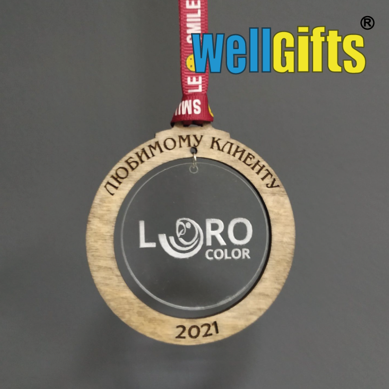 Медаль из акрила с деревянной вставкой, фото 1