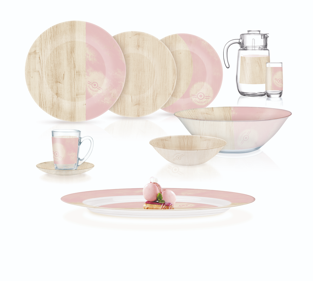 Столовый сервиз Luminarc Nordic Hevea Pink 46 предметов на 6 персон