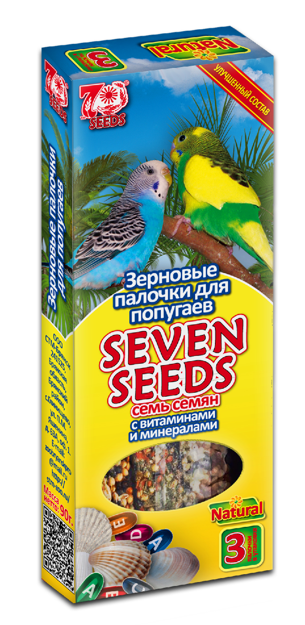 Seven Seeds Зерновые палочки для попугаев с витаминами и минералами