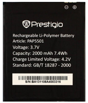 Аккумулятор для Prestigio MultiPhone 5501 Duo (PAP5501, 2100mah)