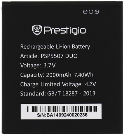 Аккумулятор для Prestigio MultiPhone 5507 Duo (PSP5507 Duo, 2000mah)