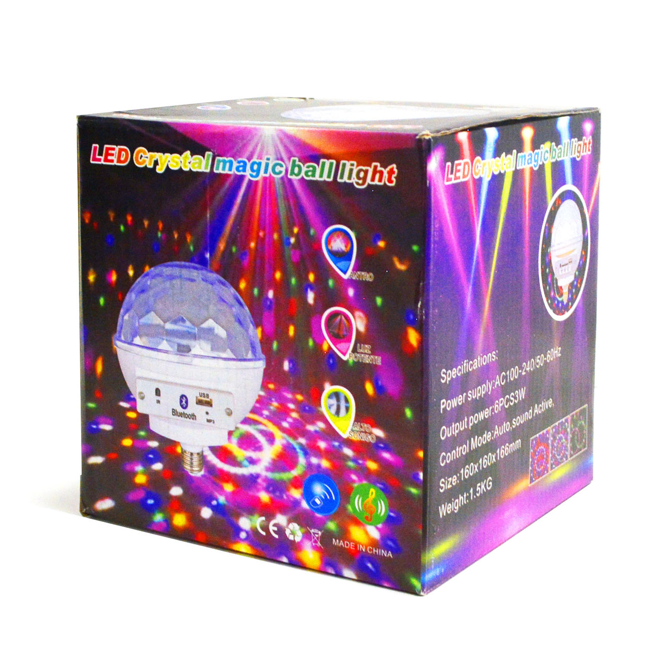 Диско шар светодиодный LED с bluetooth колонкой Crystal magic ball - фото 10 - id-p90275244