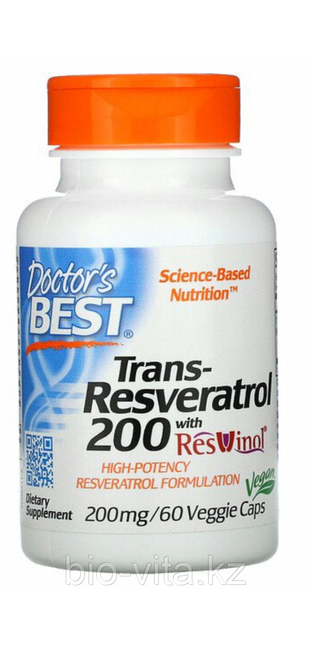 Doctor's Best, Лучший транс-ресвератрол 200 мг, 60 капсул.