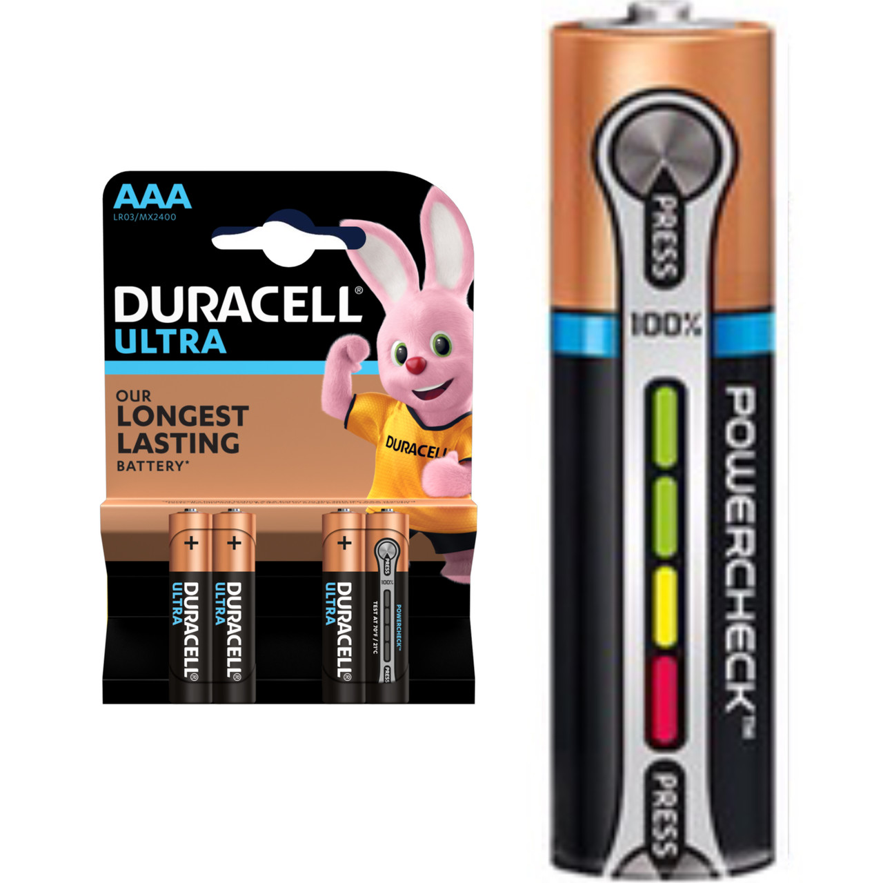 Батарейка щелочная Duracell Ultra Power AAA/LR03 с индикатором заряда, 1шт