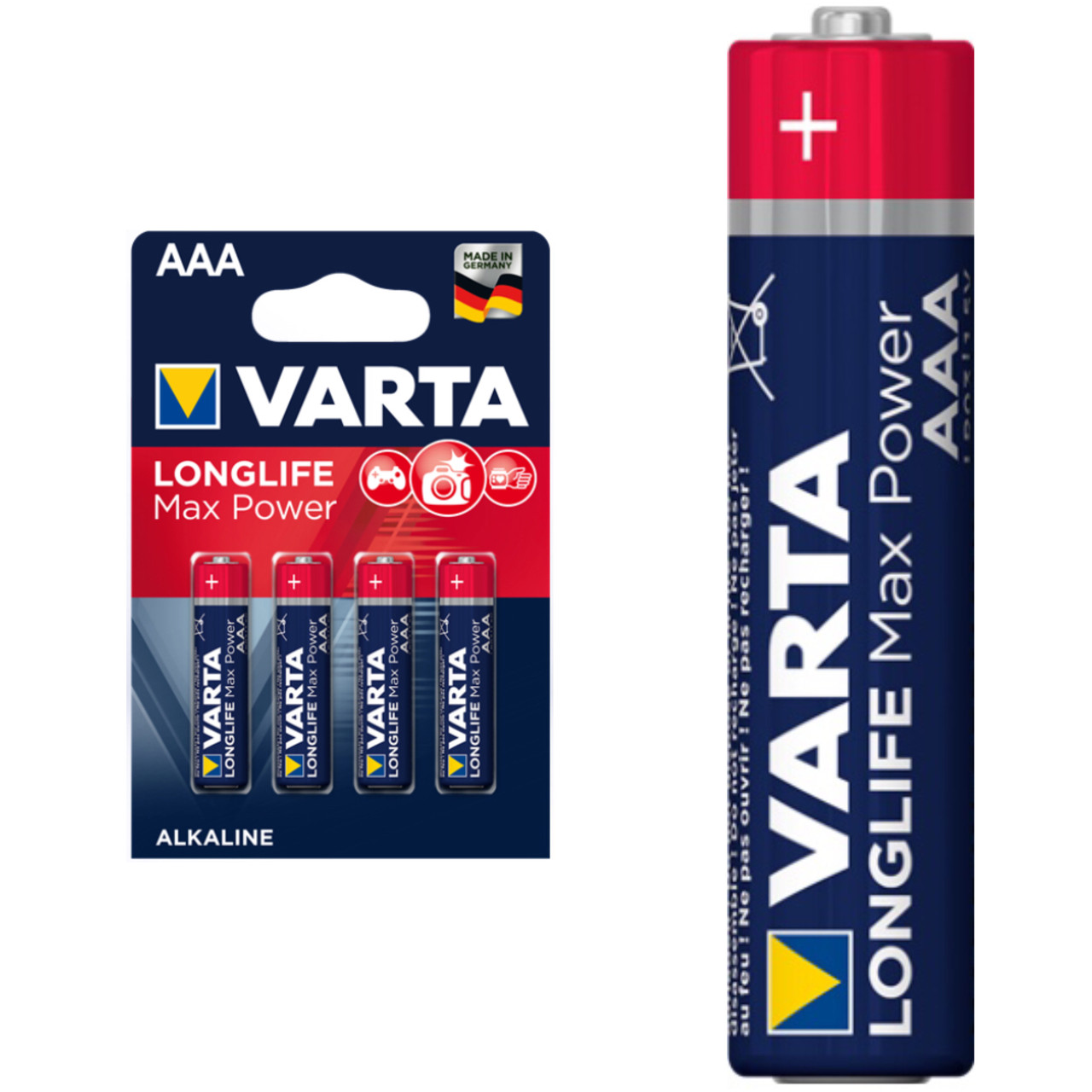 Батарейка щелочная VARTA Longlife Max Power AAA/LR03, 1шт