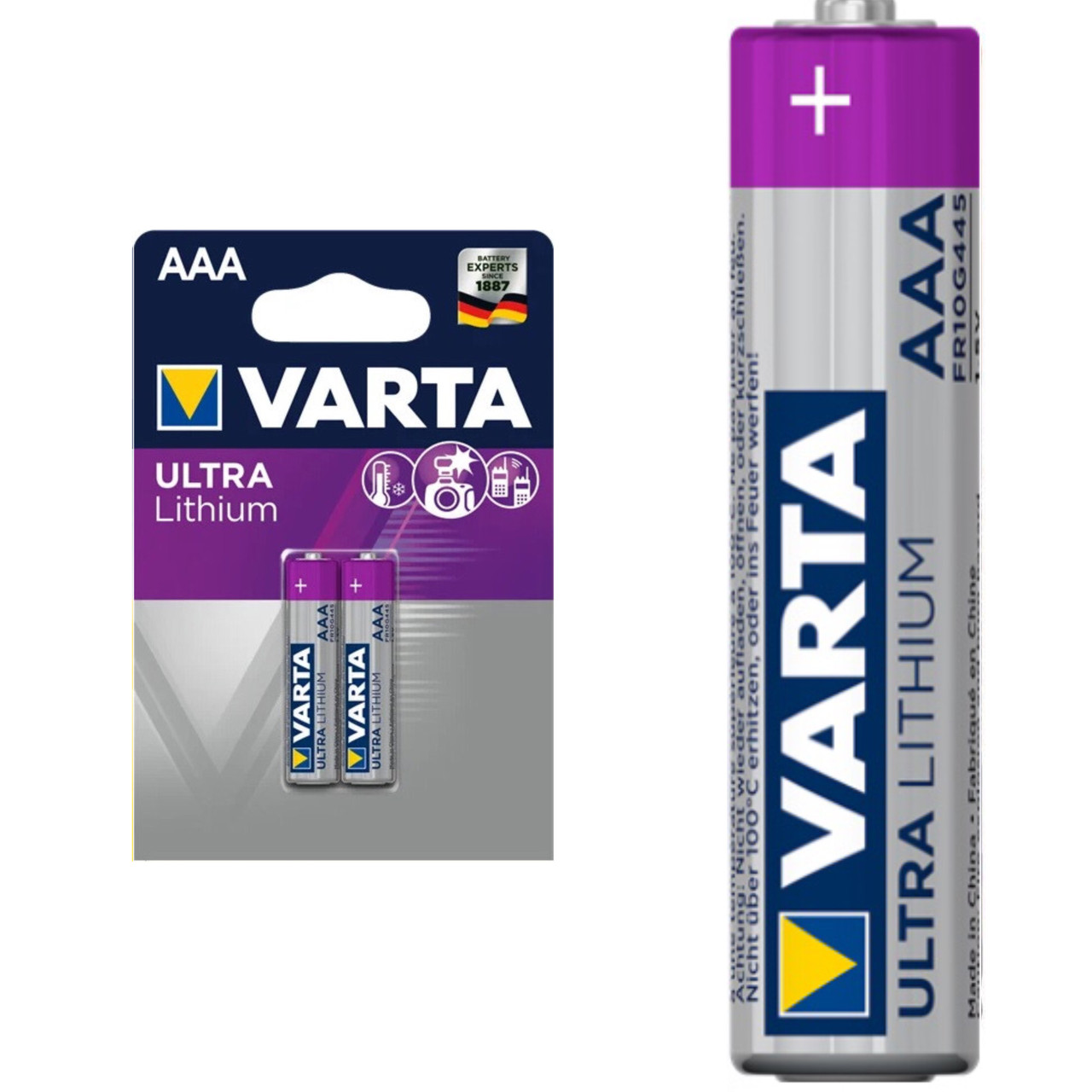 Батарейка литиевая VARTA ULTRA Lithium AAA/FR03, 1шт