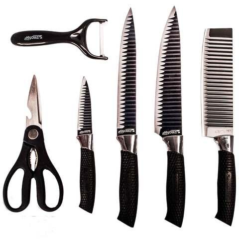 Набор кухонных ножей с ребристой поверхностью ZEPTER [6 предметов с топориком] (Белый) - фото 3 - id-p90314001