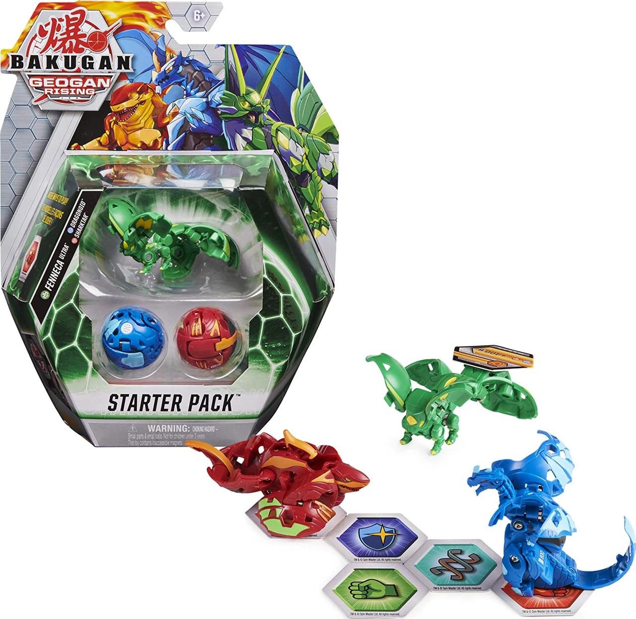 Bakugan Бакуган Восход Геоганов, Стартовый игровой набор, Феннека, Драконоид, Шарктар
