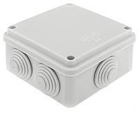 Коробка распределительная 100×100×50 (6 муфт д32), крышка на винтах IP55, ОП, серый Gusi