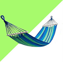 Гамак подвесной складной с деревянными планками 205х150 см в синих оттенках