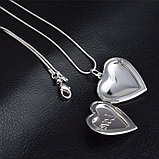 Медальон на цепочке "Два сердца" серебрение, фото 4