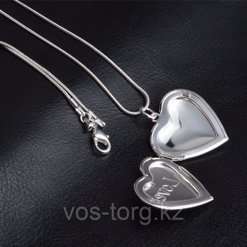 Медальон на цепочке "Два сердца" серебрение - фото 4 - id-p90410281