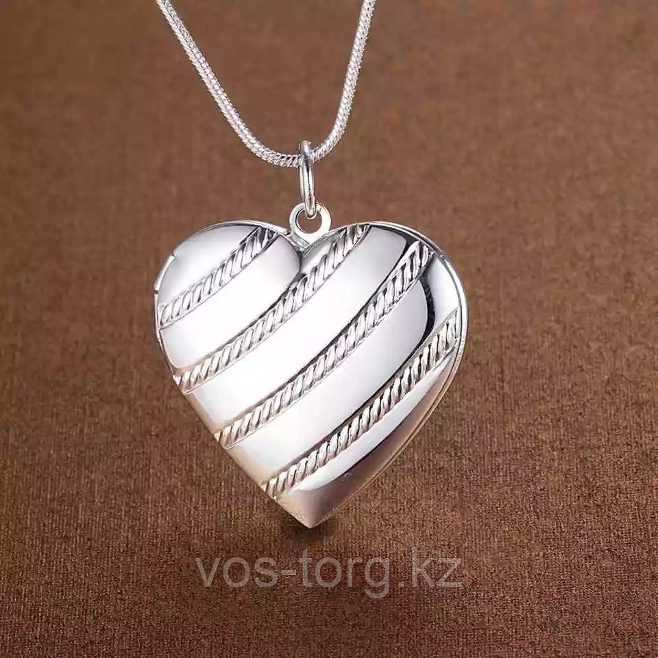 Медальон на цепочке "Сердечко классика" серебрение