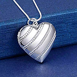 Медальон на цепочке "Сердечко классика" серебрение, фото 7