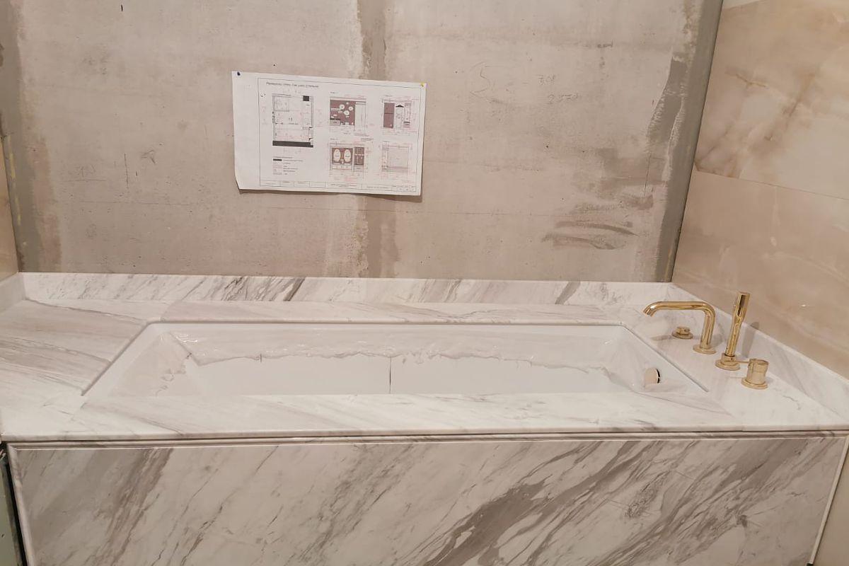 Мраморная столешница в ванную - фото 1 - id-p90411918