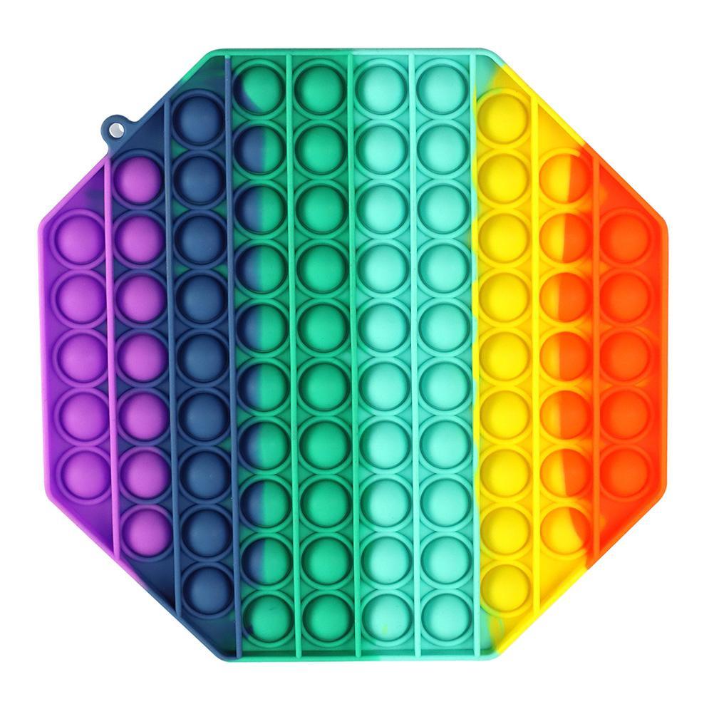 Pop it Fidget Сенсорная игрушка антистресс Вечная пупырка, Большой Восьмиугольник Радужный